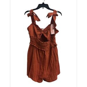 Fille Rase Orange Gauze Sleeveless Babydoll Romper Jumpsuit Y2K Girls Size XL